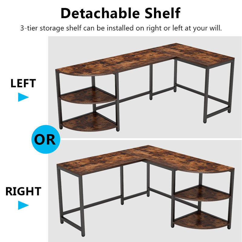 17 Stories Myer 74.8'' Desk & Reviews Wayfair